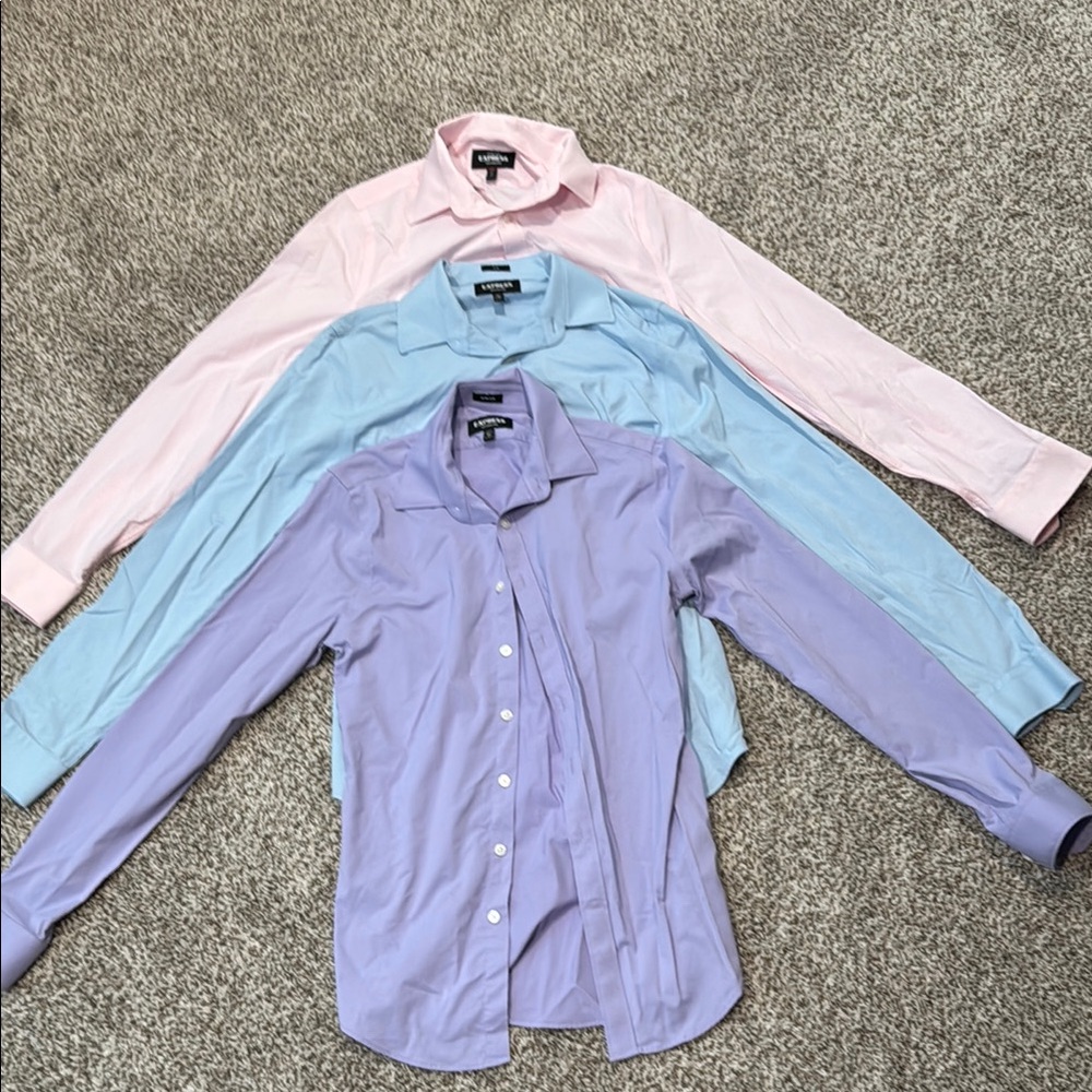 Express Men's Dress Shirts - Pink, Blue, and Purple